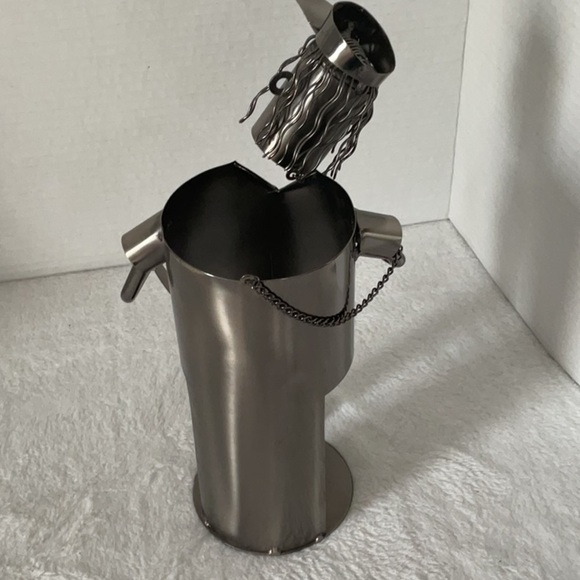 Silver Sculptural Wine Bottle Holder Bar Accessory - Picture 3 of 5